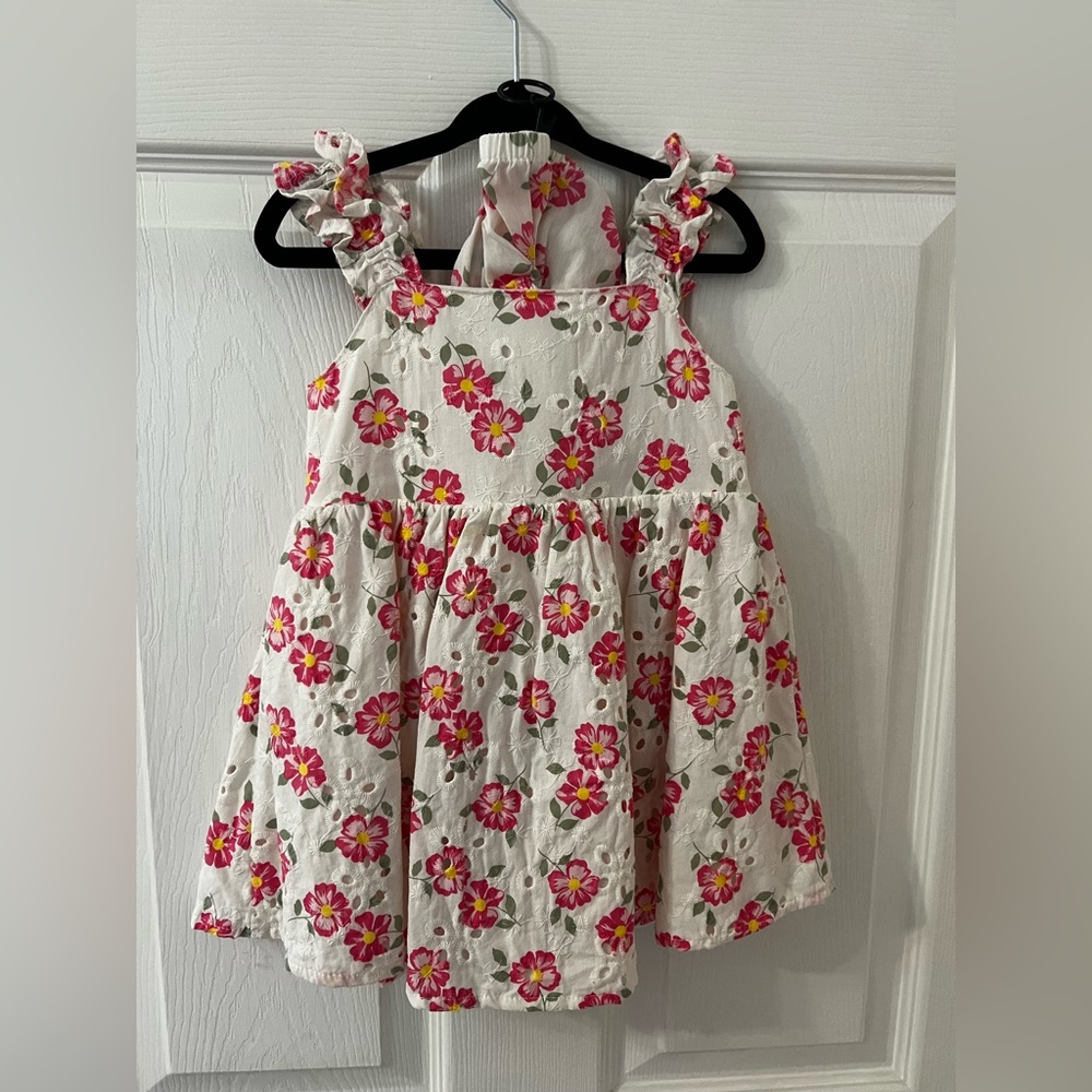 btween Pink and White Floral Kids Dress with Matching Bloomers